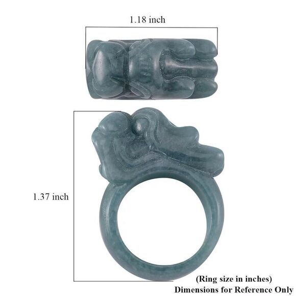 Natural Olmec Jadeite 60.00 ctw Carved Dragon Band Ring Size 9 New - Picture 5 of 5